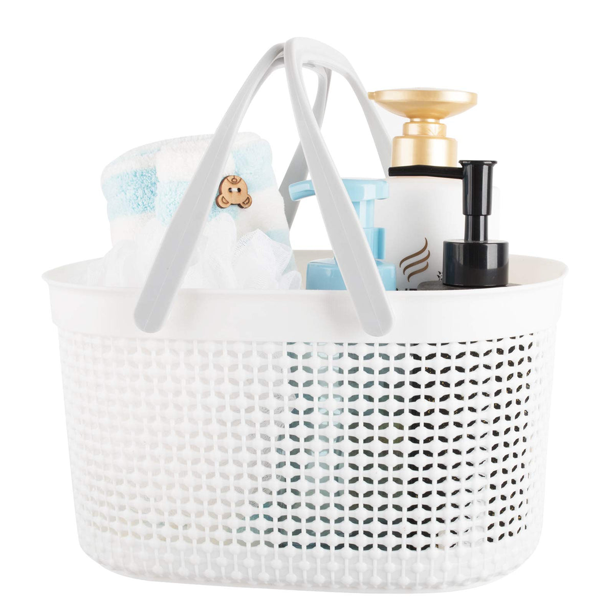 rejomiik Portable Plastic Shower Caddy Basket with Handles, Blue