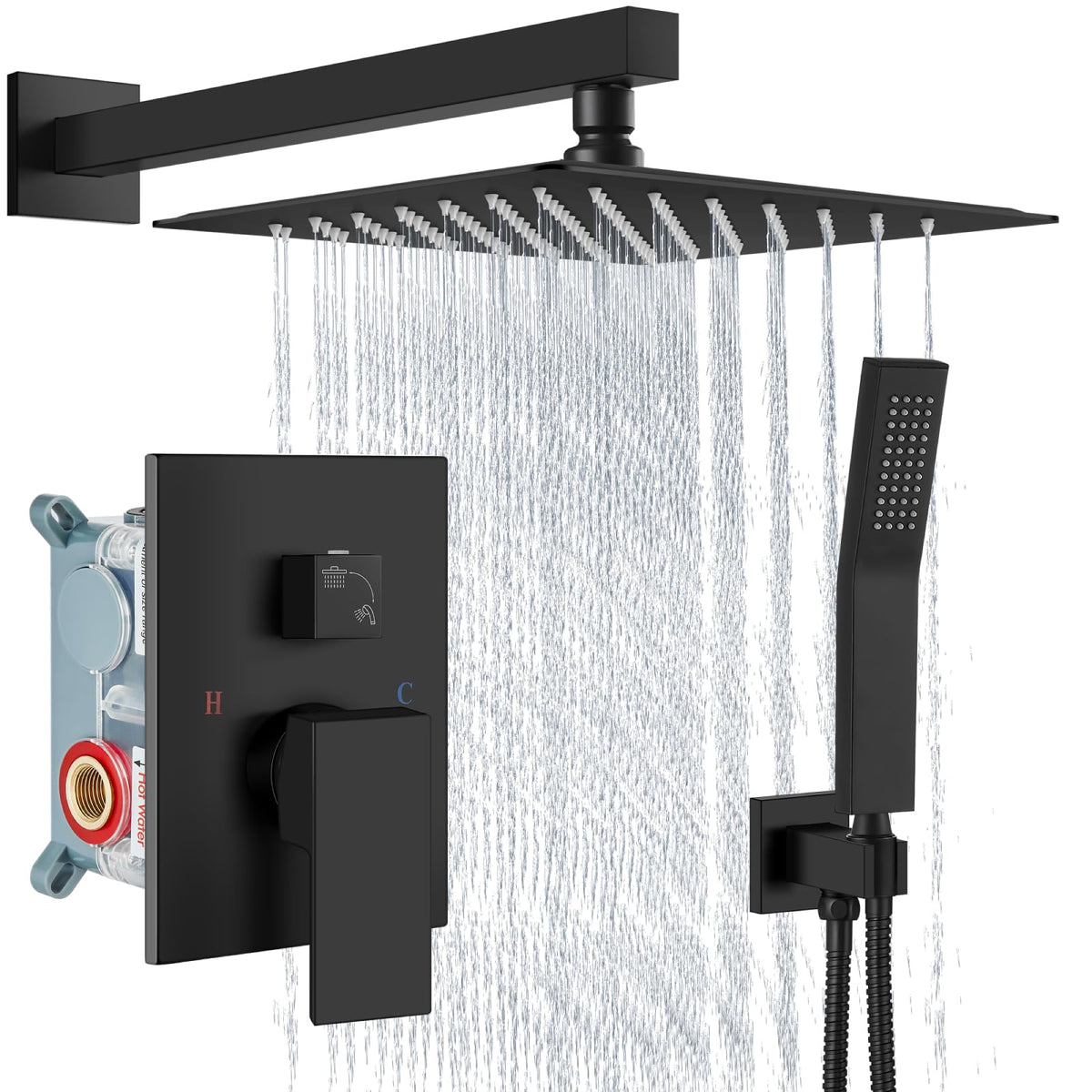 Aolemi Shower Faucet Set with Handheld Matte Black 8 Inch Head