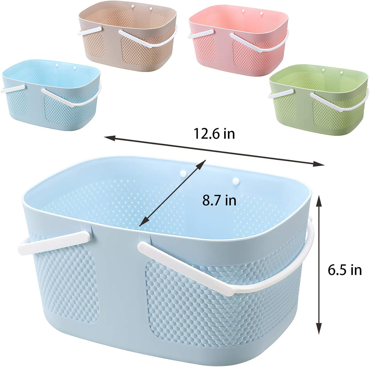 rejomiik Portable Plastic Shower Caddy Basket Organizer with Handles, Blue