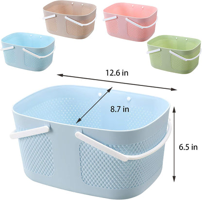 rejomiik Portable Plastic Shower Caddy Basket Organizer with Handles, Blue
