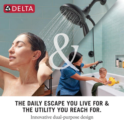 Delta 4-Setting In2ition 2-in-1 Dual Shower Head with HandHeld Spray, Chrome Detachable Shower Head with Hose, Showerhead, 1.75 GPM Flow Rate, Chrome 75486C