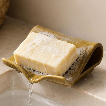 Zoeeker Self-Draining Soap Dish, Ceramic Bar Soap Holder with Drainage