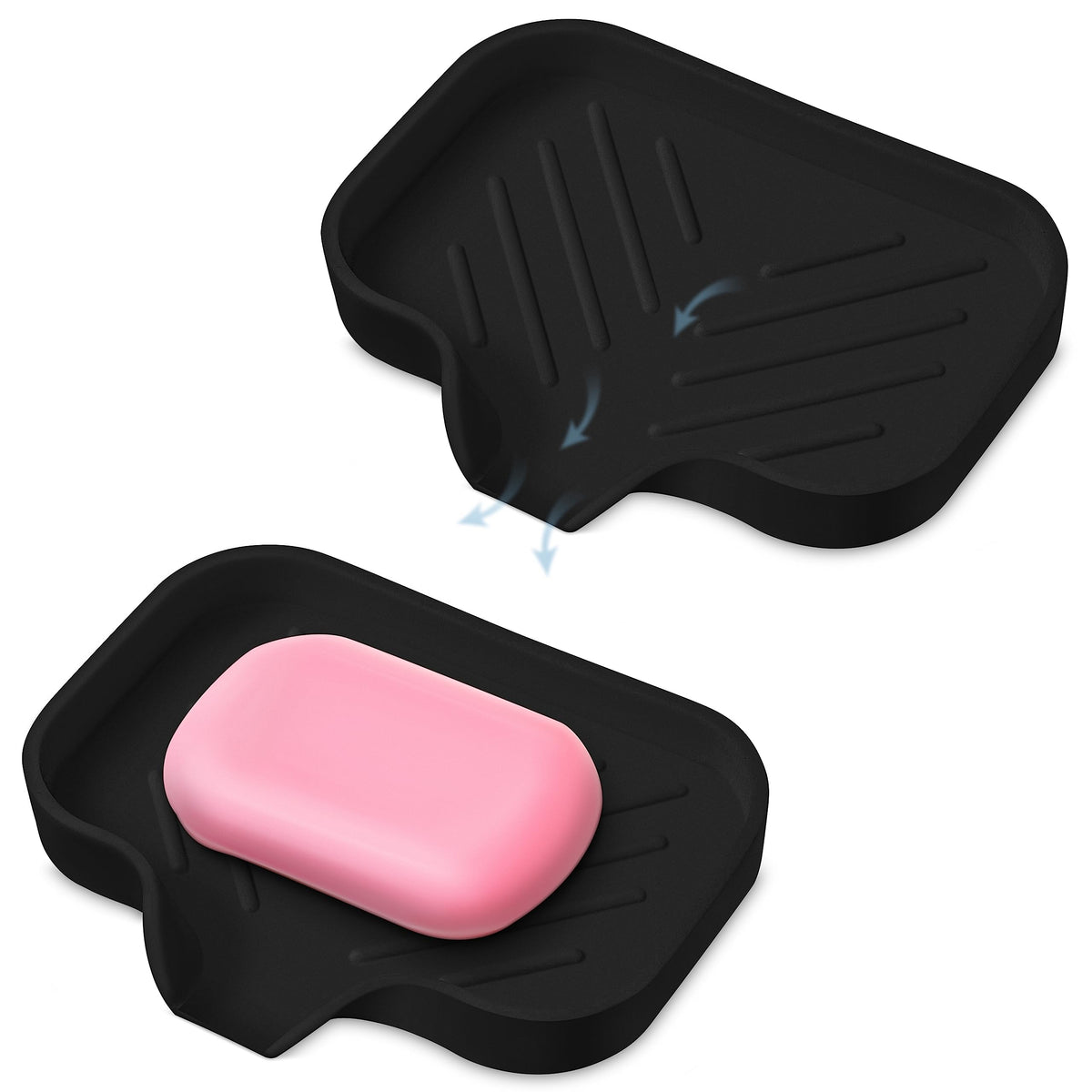 Silicone Soap Bar Holder: Premium Gray Self-Draining Soap Dish - Elegant Shower & Bathroom Solution