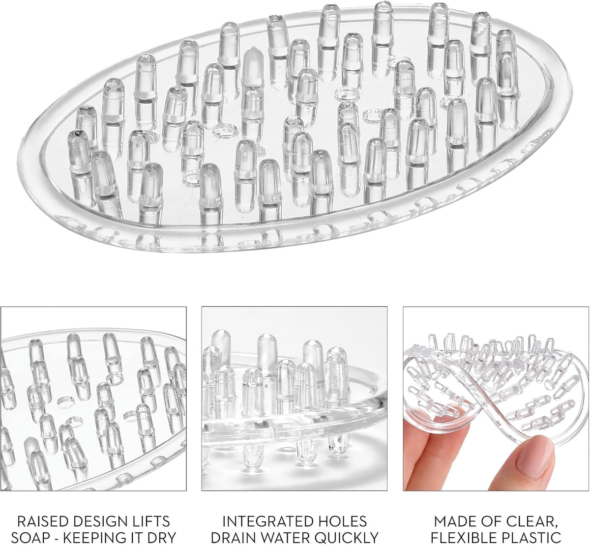 iDesign Plastic Soap Dish, Set of 3, Clear