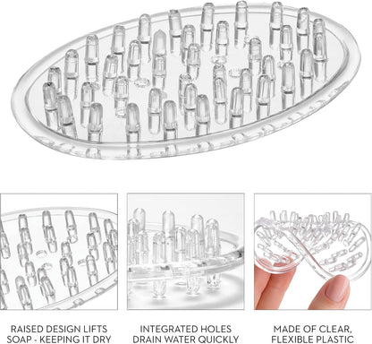iDesign Plastic Soap Dish, Set of 3, Clear