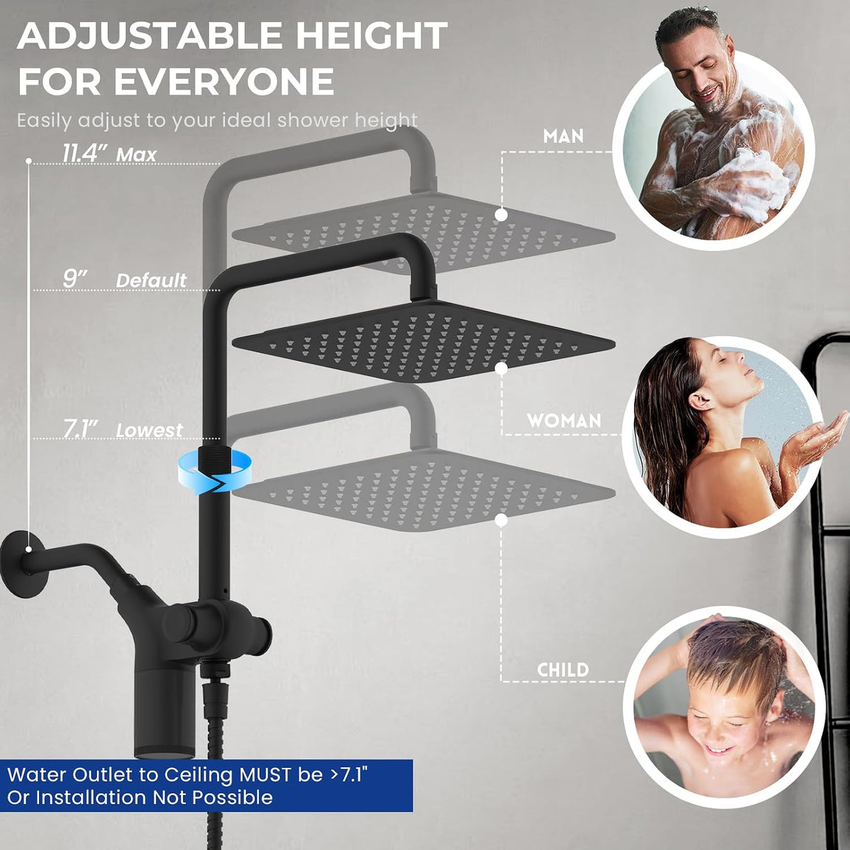 Ryamen Upgraded Filtered Shower Head with Handheld, 10 inch Rain Showerhead