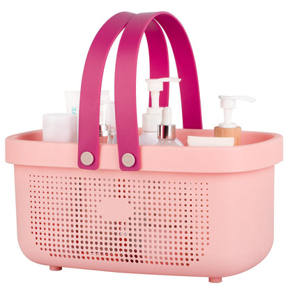 Portable Shower Caddy Basket with Handle Plastic Storage Basket Black Green