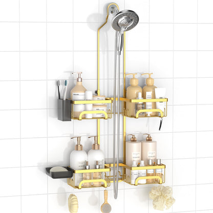REINHARDT Split Shower Caddy Hanging for Handheld Showerheads, Black