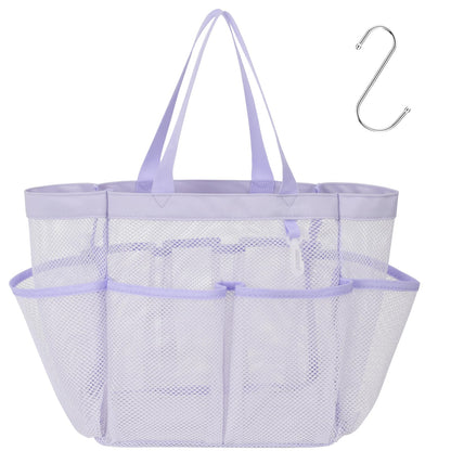 Mesh Shower Caddy Portable - 8 Pockets, S-Hook, Shower Bag for Dorm Camping
