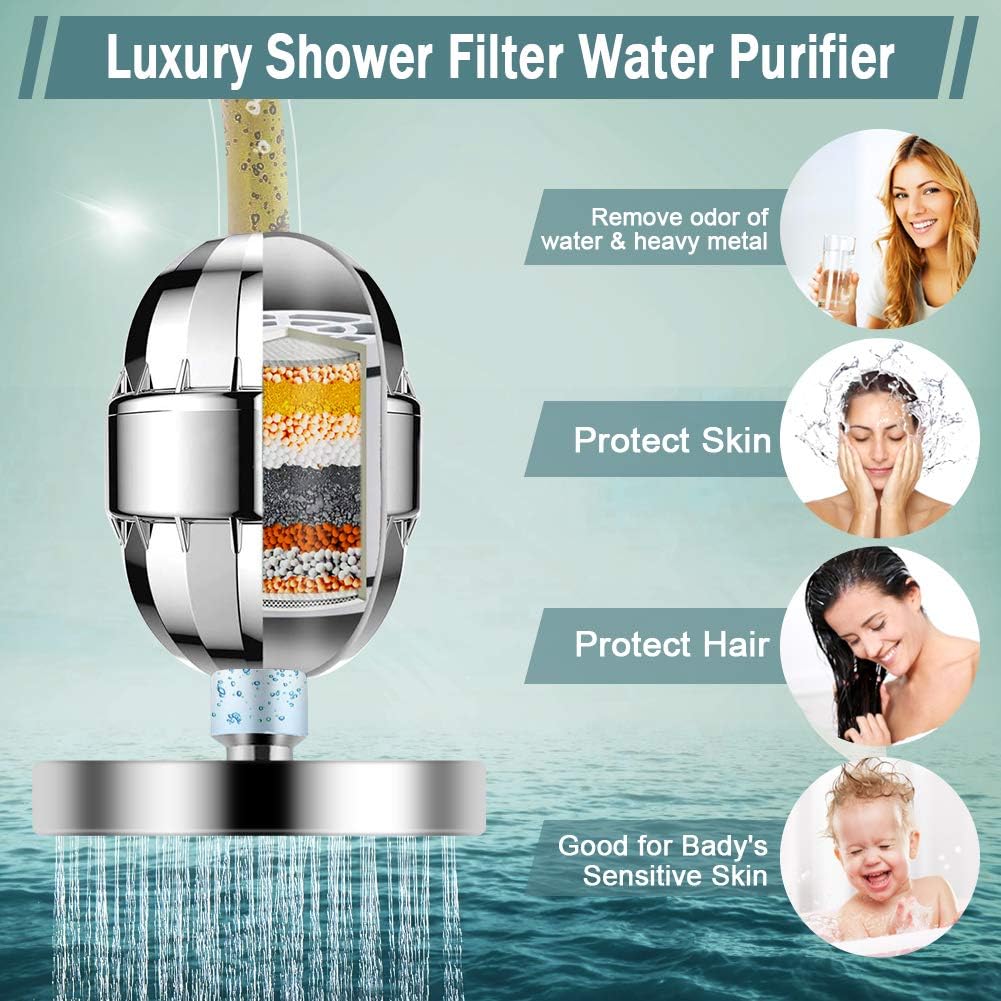 Filtered Shower Head with Handheld, High Pressure Rainfall Shower Head