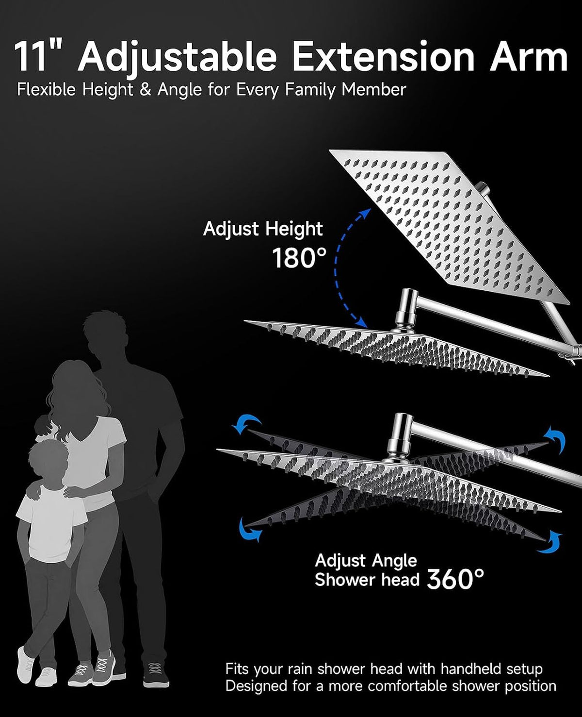 Jafeton 10 Inch High Pressure Rain Shower Head with Handheld Combo