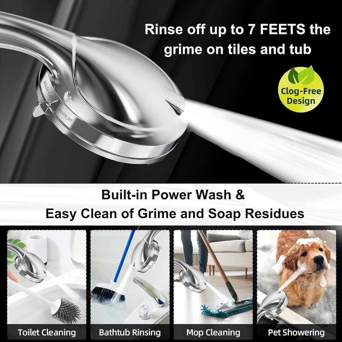 BESAQUO 9 Functions High Pressure Handheld Shower Head with Power Wash