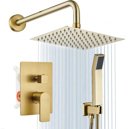 Shower Faucet Set With 8" Shower Head And Handheld Black