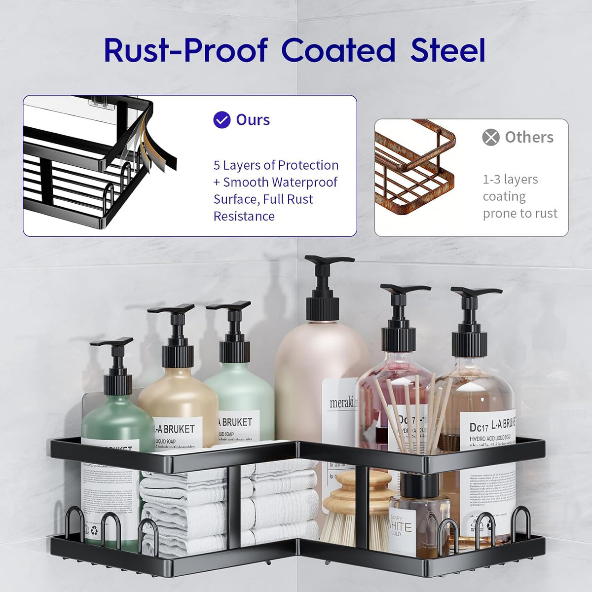 Youvip Shower Caddy Corner No Drilling-Adhesive, Shower Shelves-Rustproof