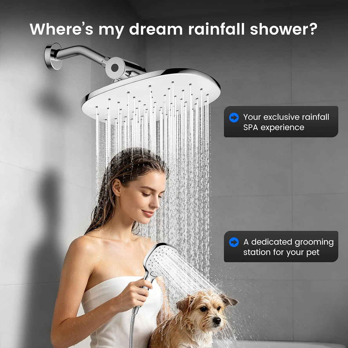 10" Rain Shower Head with Handheld Spray, Dual High Pressure Showerhead