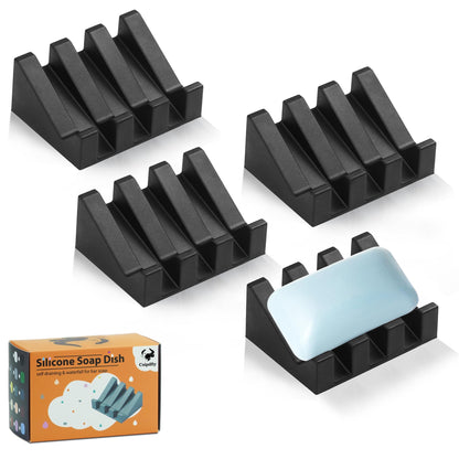 Self Draining Soap Dish Holder,Silicone Soap Dish,for Bathroom,Kitchen, Sponges，Can Extend Soap Life，Keep Soap Bars Dry and Easy Cleaning (White,1-Pack)