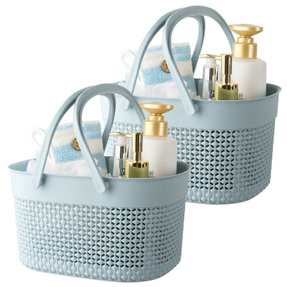 rejomiik Portable Plastic Shower Caddy Basket with Handles, Blue