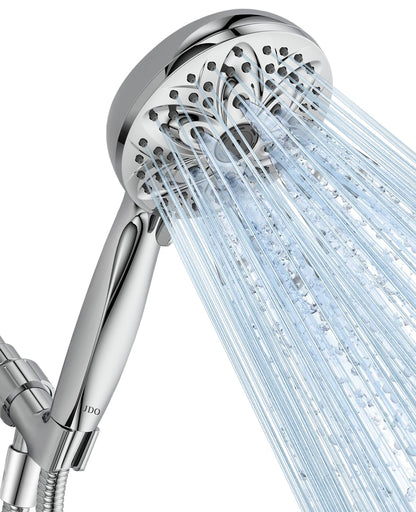 JDO Shower Head with Handheld, High Pressure Handheld 6 Settings, Detachable Shower Head Set with Stainless Steel Hose and Shower Bracket (Matte Black)