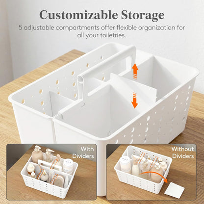 Lifewit Portable Shower Caddy, Plastic Basket Organizer, 1 Pack, White