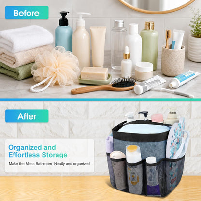 Mesh Shower Caddy Portable - 9 Pockets for College Dorm Room Essential