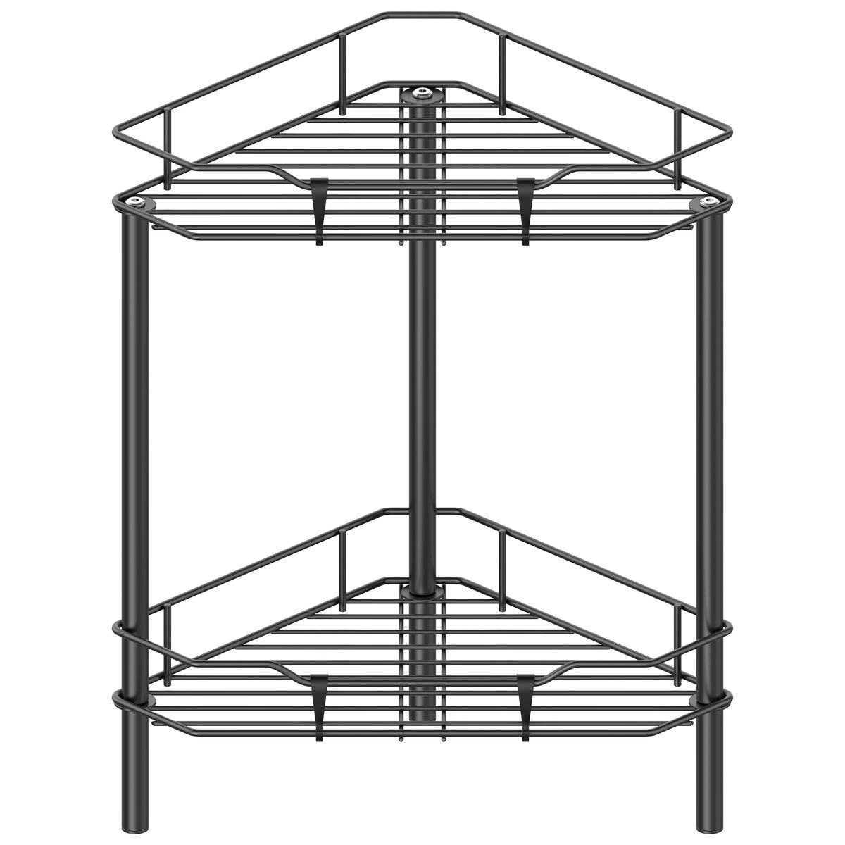 HuggieGems 4 Tier Floor Standing Corner Shower Caddy Organizer Shelf with Hooks, Bathroom Shelves Stand Rack, Black