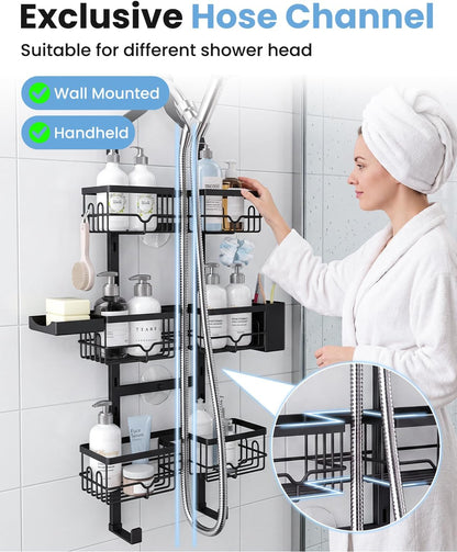 Shower Caddy Hanging, 3-Tier Hanging Shower Caddy Over Showerhead & Door