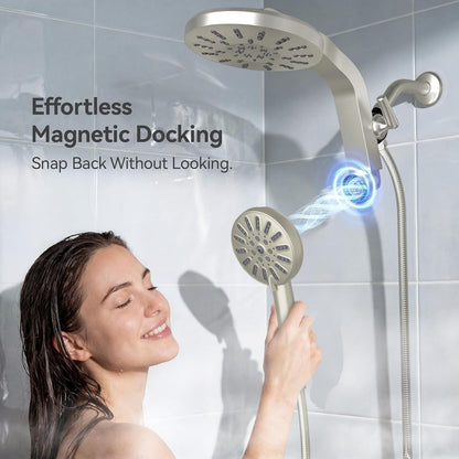 INAVAMZ High Pressure Magnetic Shower Head with Handheld Combo Light Nickel