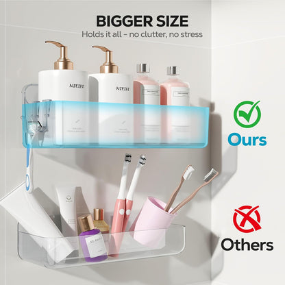 Nieifi Adhesive Shower Shelves, Clear, 5 Pieces