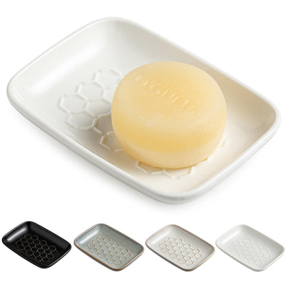 Gomakren Ceramic Soap Dish, Bar Soap Holder for Bathroom Kitchen Sink White