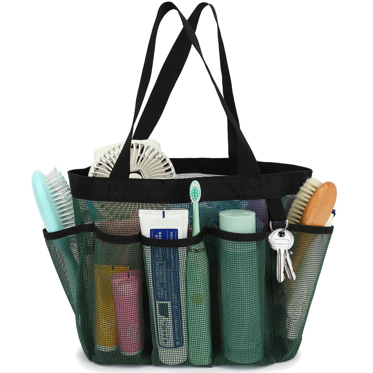 Fammart Mesh Shower Caddy Portable for College Dorm Room Essentials, Odorless Polyester Large Shower Tote Bag with Dual Handles, 8-Pocket Quick-Dry Toiletry Organizer for Travel, Beach, Camping, Gym