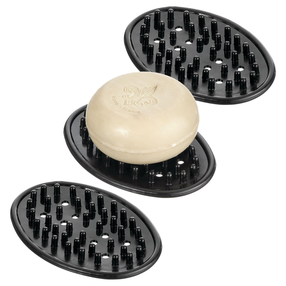iDesign Plastic Soap Dish, Set of 3, Clear