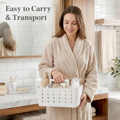 Lifewit Portable Shower Caddy, Plastic Basket Organizer, 1 Pack, White