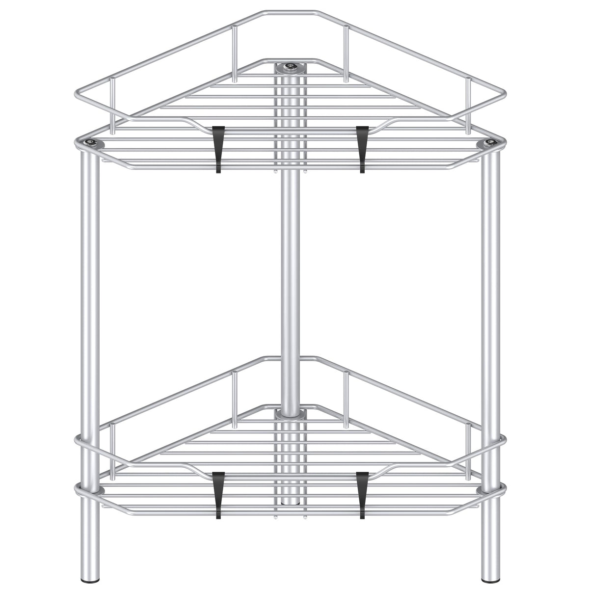HuggieGems 4 Tier Floor Standing Corner Shower Caddy Organizer Shelf with Hooks, Bathroom Shelves Stand Rack, Black
