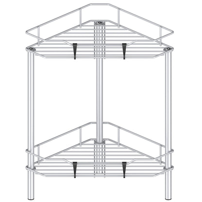 HuggieGems 4 Tier Floor Standing Corner Shower Caddy Organizer Shelf with Hooks, Bathroom Shelves Stand Rack, Black