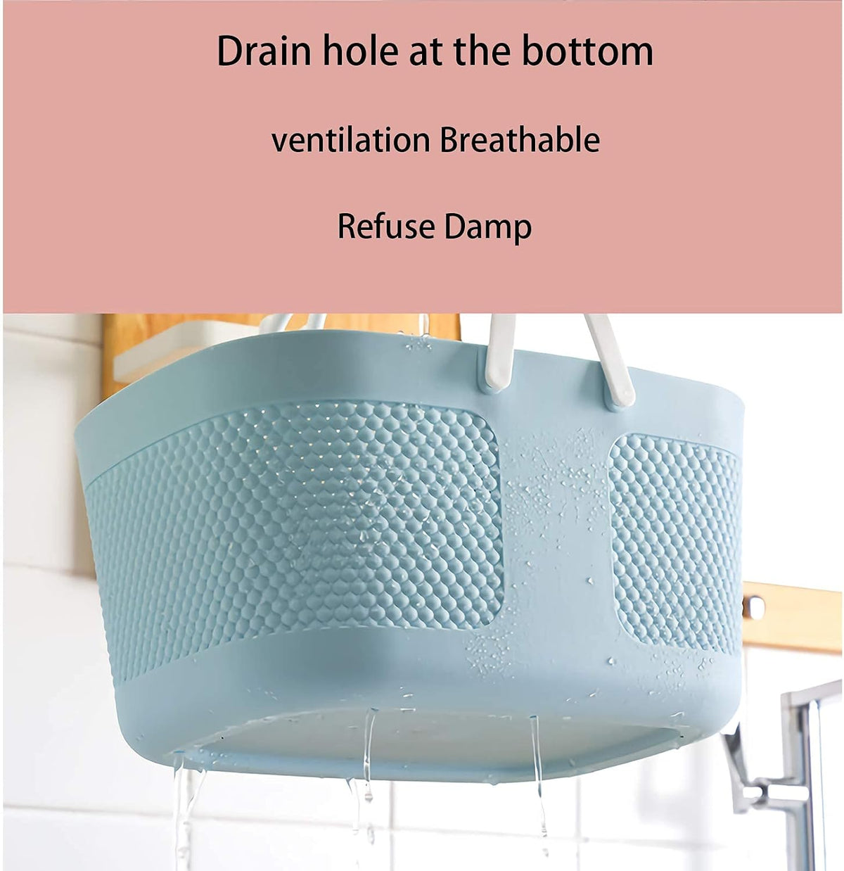rejomiik Portable Plastic Shower Caddy Basket Organizer with Handles, Blue