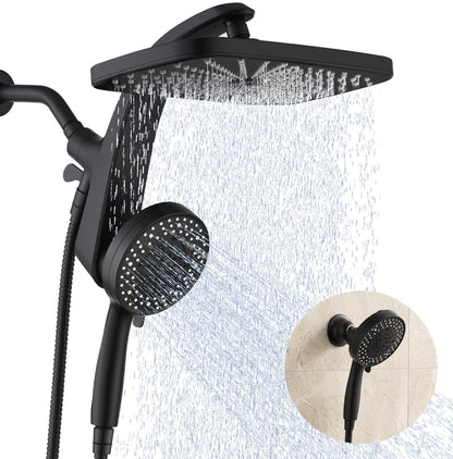 Rain Shower Head with Handheld Showerhead, Black 1.8GPM 460311