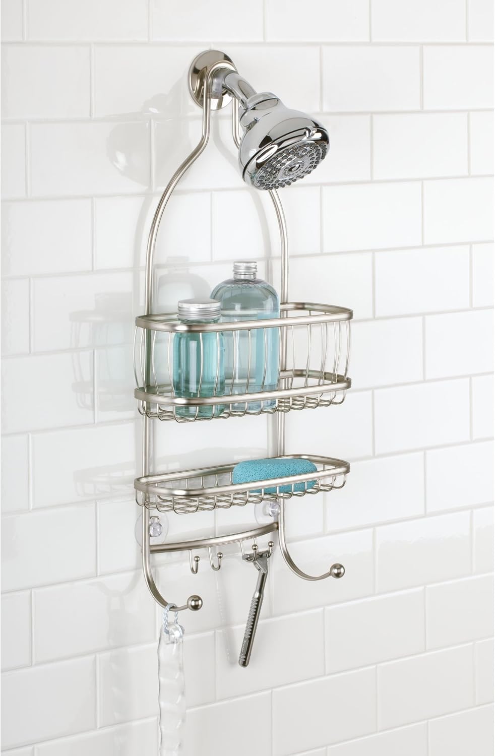 iDesign York Metal Wire Hanging Shower Caddy, Satin Silver