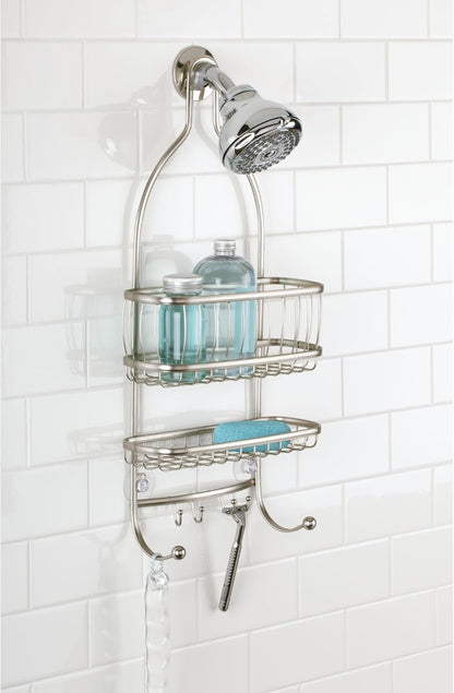 iDesign York Metal Wire Hanging Shower Caddy, Satin Silver