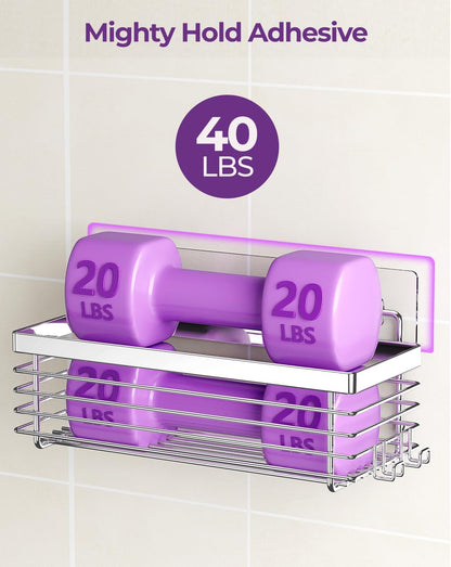 ODesign Shower Caddy Adhesive Stainless Steel Storage Organizers (Silver, 3 Pack)