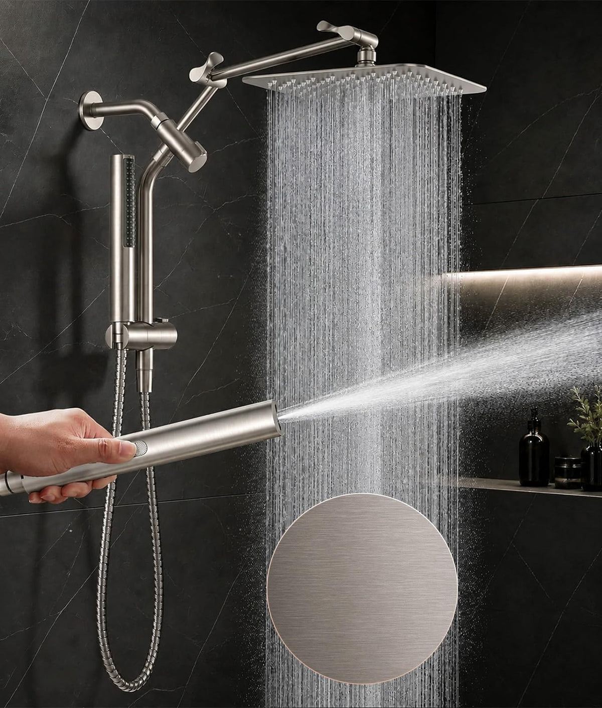 Veken All Metal 10"Luxurious Rain Shower Head with Handheld Spary,Power Jet