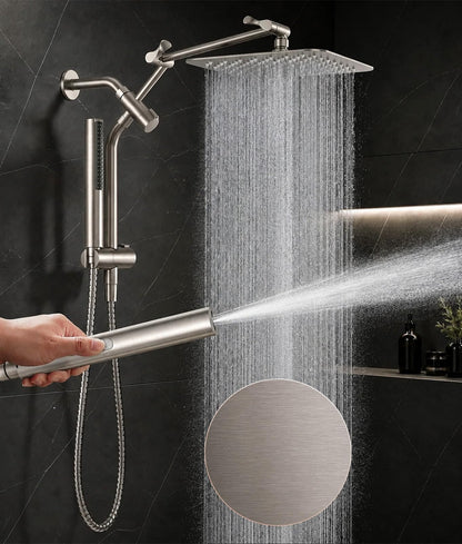 Veken All Metal 10"Luxurious Rain Shower Head with Handheld Spary,Power Jet