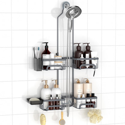 REINHARDT Split Shower Caddy Hanging for Handheld Showerheads, Black