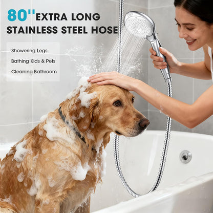 FASDUNT Filtered Shower Head with Handheld, High Pressure 8 Sprays, Chrome