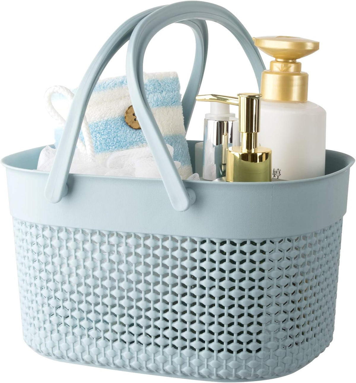 rejomiik Portable Plastic Shower Caddy Basket with Handles, Blue