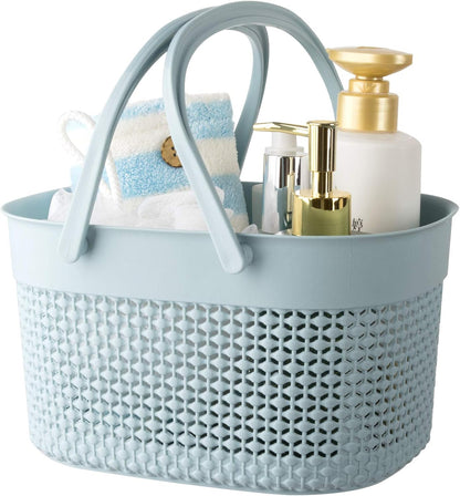 rejomiik Portable Plastic Shower Caddy Basket with Handles, Blue