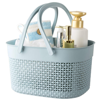 rejomiik Portable Plastic Shower Caddy Basket with Handles, Blue