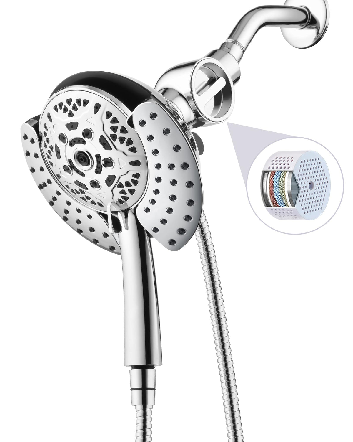 INAVAMZ 2 in 1 Shower Head with Handheld Combo High Pressure Black 2.5 GPM