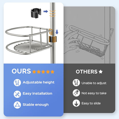 HAMITOR Shower Caddy Tension Pole: 4 Tier Corner Bathroom Organizer