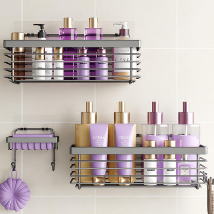 ODesign Shower Caddy Adhesive Stainless Steel Storage Organizers (Silver, 3 Pack)