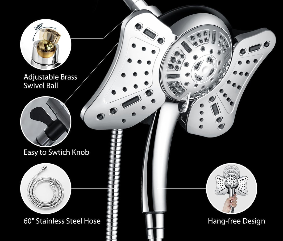 GRICH Shower Head with Handheld Spray - Dual High Pressure Showerhead
